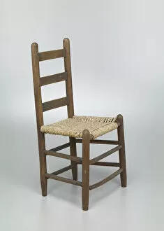 Chairs Collection: Chair with corn husk seat woven by Johnnie Ree Jackson, 1980s