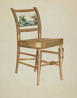 Hudson River Gallery: Chair - with Hudson River Scenes, 1935 / 1942. Creator: Ella Josephine Sterling