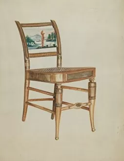 Hudson River Gallery: Chair - with Hudson River Scenes, c. 1936. Creator: Ella Josephine Sterling