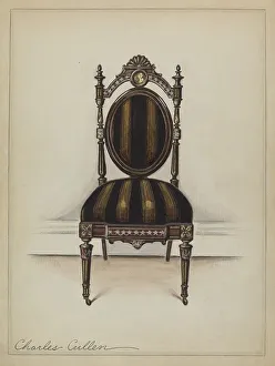 Upholstered Seat Prints: Chair (one of a pair), c. 1936. Creator: Charles Cullen
