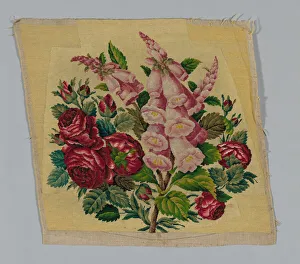 Cross Stitch Gallery: Chair Seat and Back, England, 19th century. Creator: Unknown