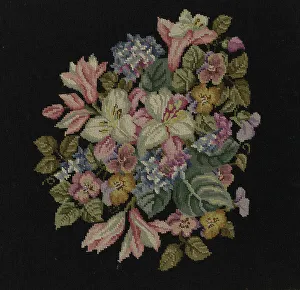 Cross Stitch Prints: Chair Seat, England, c. 1880. Creator: Unknown
