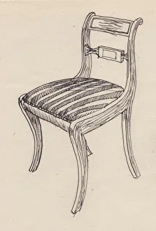 Chair with striped seat, 1951. Creator: Shirley Markham