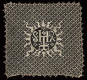 Needle Lace Prints: Chalice Veil with Monogram of Christ, 1500s. Creator: Unknown