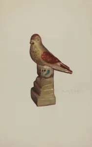 Elmer R Kottcamp Prints: Chalkware Bird, c. 1940. Creator: Elmer R. Kottcamp