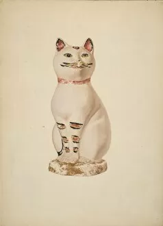 Statuettes Gallery: Chalkware Cat, c. 1940. Creator: Betty Fuerst
