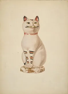 Chalkware Cat, c. 1940. Creator: Betty Fuerst