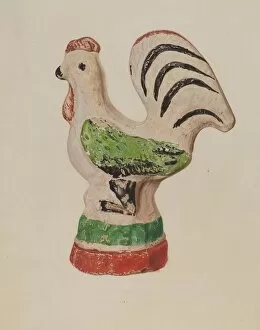 Kitsch Gallery: Chalkware Rooster, c. 1940. Creator: Betty Fuerst