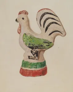 Chalkware Prints: Chalkware Rooster, c. 1940. Creator: Betty Fuerst