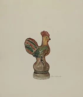 Elmer R Kottcamp Prints: Chalkware Rooster, c. 1940. Creator: Elmer R. Kottcamp