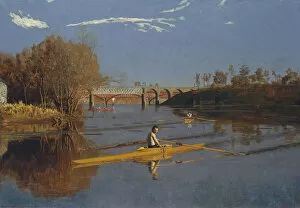 Rowing Gallery: The Champion Single Sculls (Max Schmitt in a Single Scull), 1871. Creator: Thomas Eakins