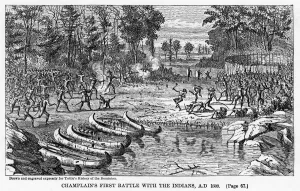 Iroquois Prints: Champlains First Battle with the Indians, AD 1609, (1877)