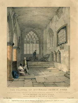 The chancel of Hucknall Church, Nottinghamshire, 1835. Artist:s Rayner
