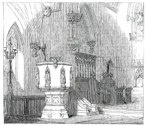 Caen Stone Prints: Chancel of the New Church of St. Edward, at Romford, 1850. Creator: Unknown