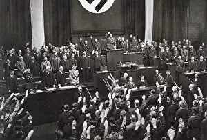 Chamber Collection: Chancellor Adolf Hitler making a speech before the Reichstag, Berlin, 17th May 1933