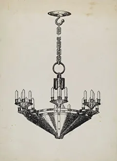 Huston Florence Prints: Chandelier, c. 1936. Creator: Florence Huston