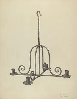 Jacob Lipkin Prints: Chandelier, c. 1940. Creators: Jack Staloff, Jacob Lipkin
