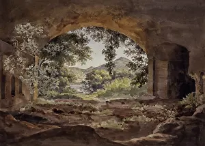 Caves Prints: Channel of Lake Albano, 1824. Creator: Ernst Fries