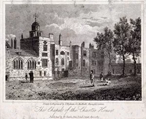 Thomas Higham Gallery: The chapel at Charterhouse with figures, Finsbury, London, 1817. Artist: Thomas Higham