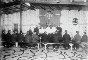 Prisoners Of War Prints: Chapel of Russian prisoners, Zossen, 1915. Creator: Bain News Service