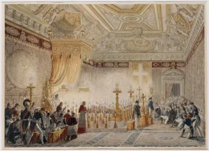 Louis Xviii Prints: Chapelle Ardente of Louis XVIII at the throne room of the Tuileries on September 1824