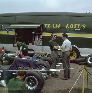 Clark Prints: Chapman and Clark outside the Lotus team bus