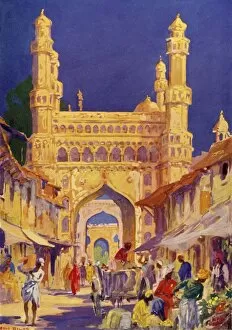 Vibrant Collection: At the Char Minar in Hyderabad, c1948. Creator: Unknown