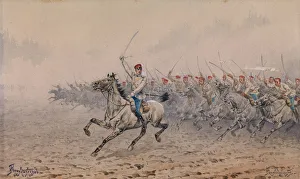Charge of the Cavalry. Artist: Pryanishnikov, Ivan Petrovich (1841-1909) Charge of the Cavalry. Artist: Pryanishnikov, Ivan Petrovich (1841-1909)