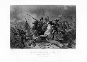 Battle Of Pittsburg Landing Gallery: Charge of General Grant, Battle of Shiloh, Tennessee, April 1862, (1862-1867).Artist: W Ridgway