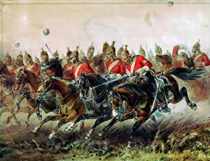 Defence Gallery: The Charge of the Light Brigade during the Battle of Balaclava, 1854. Artist: Hayes