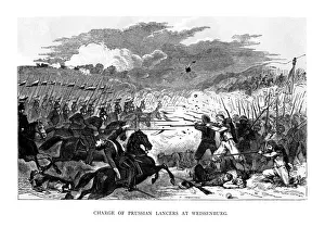 Lancers Prints: Charge of the Prussian Lancers at Weissenburg, 1870, (1875)