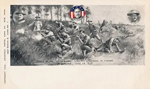 Roosevelt Prints: Charge of the Rough Riders upon the Spaniards in Ambush, La Quasina, June 24, 1898, c1900