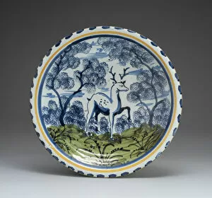 Tin Glazed Collection: Charger, Bristol, 1700 / 50. Creator: Unknown