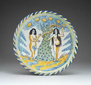 Adam And Eve Collection: Charger, Lambeth, c. 1675. Creator: Unknown