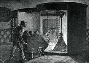 Charging a modern blast furnace, Govan Iron Works, Glasgow, c1880.Artist: WD Scott-Moncrieff