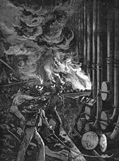 Newham Gallery: Charging the retorts at the Beckton gasworks, London, 1878