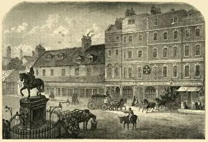 Publisher Prints: Charing Cross from Northumberland House in 1750, (1881). Creator: Unknown