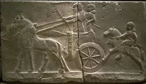 Assyrian Art Gallery: Chariot and cavalryman, 8th cen. BC. Artist: Assyrian Art