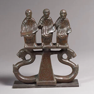 Metalwork Gallery: Chariot Mount with Three Figures, Late Roman or Byzantine, 300-500. Creator: Unknown