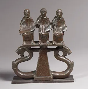 Copper Alloy Collection: Chariot Mount with Three Figures, Late Roman or Byzantine, 300-500. Creator: Unknown