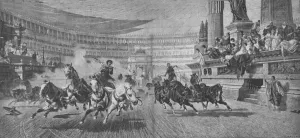 Chariots Collection: Chariot-racing at the Circus Massimus in Rome, (19th century)