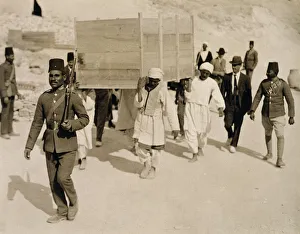 A chariot being removed from Tutankhamuns tomb, Valley of the Kings, Egypt, 1920s
