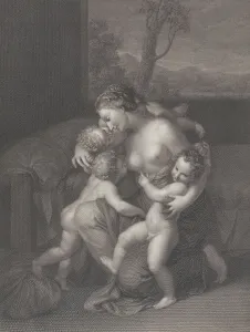 Breastfeeding Prints: Charity with three small children, 1795. Creator: Raphael Morghen