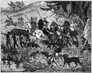 Charlemage hunting, 8th-9th century (1882-1884).Artist: Serm