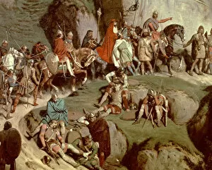 Charlemagne Collection: Charlemagne crosses the Alps in the year 773, oil, detail