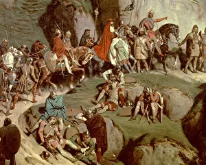 Charlemagne Prints: Charlemagne crosses the Alps in the year 773, oil, detail