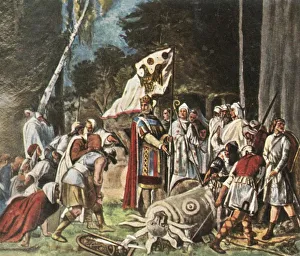 Carlomagno Gallery: Charlemagne destroys a pagan idol, (1936). Creator: Unknown