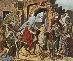 Charlemagne Prints: Charlemagne enters Pavia, (1936). Creator: Unknown
