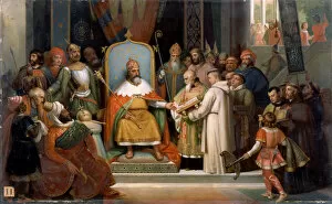 Charles The Great Gallery: Charlemagne receives Alcuin, 780. Artist: Schnetz, Jean-Victor (1787-1870)