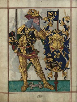 Charlemagne Prints: Charles the Great (From Livro do Ameiro-Mor), 1509. Artist: Anonymous